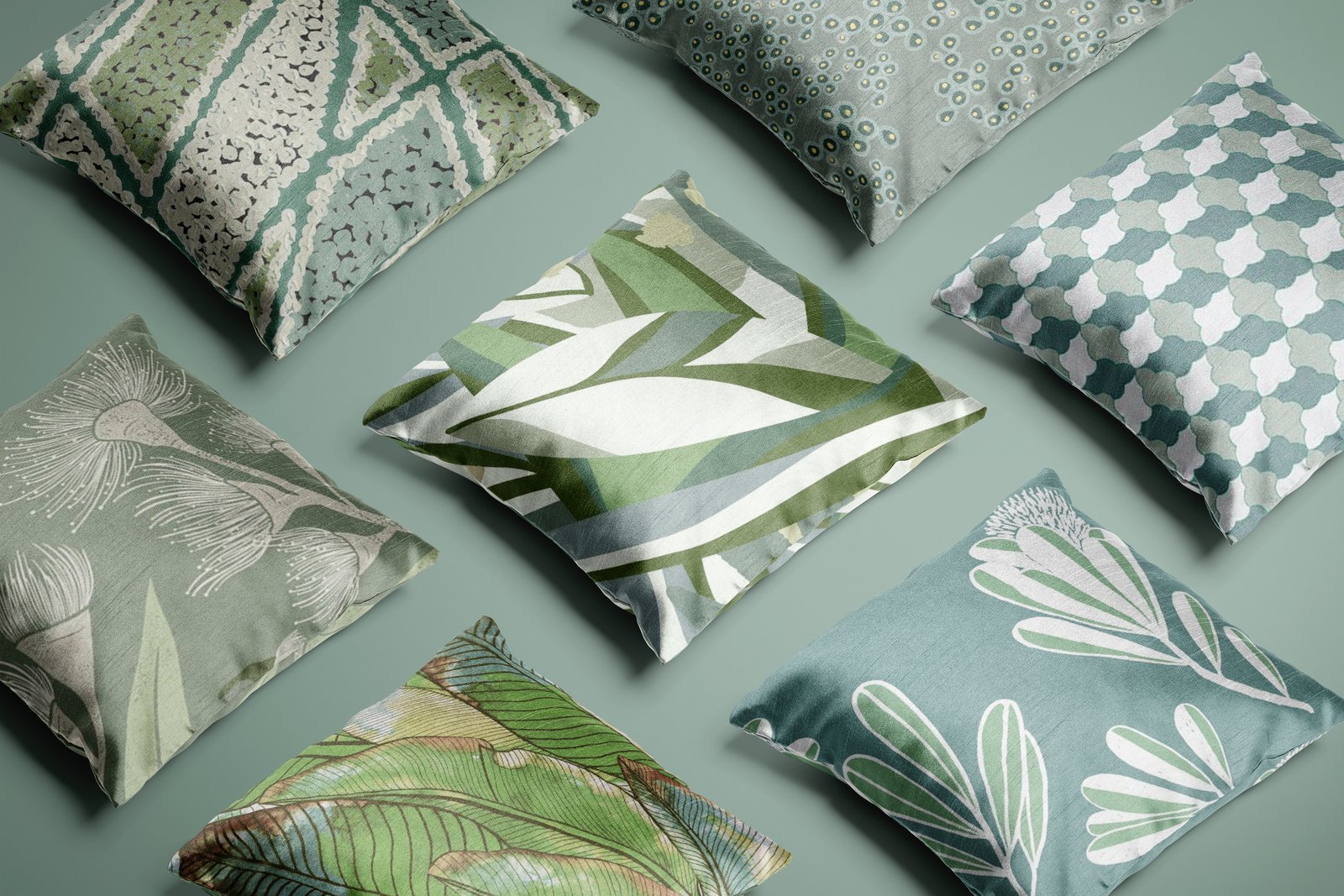 Green Cushions Green Background