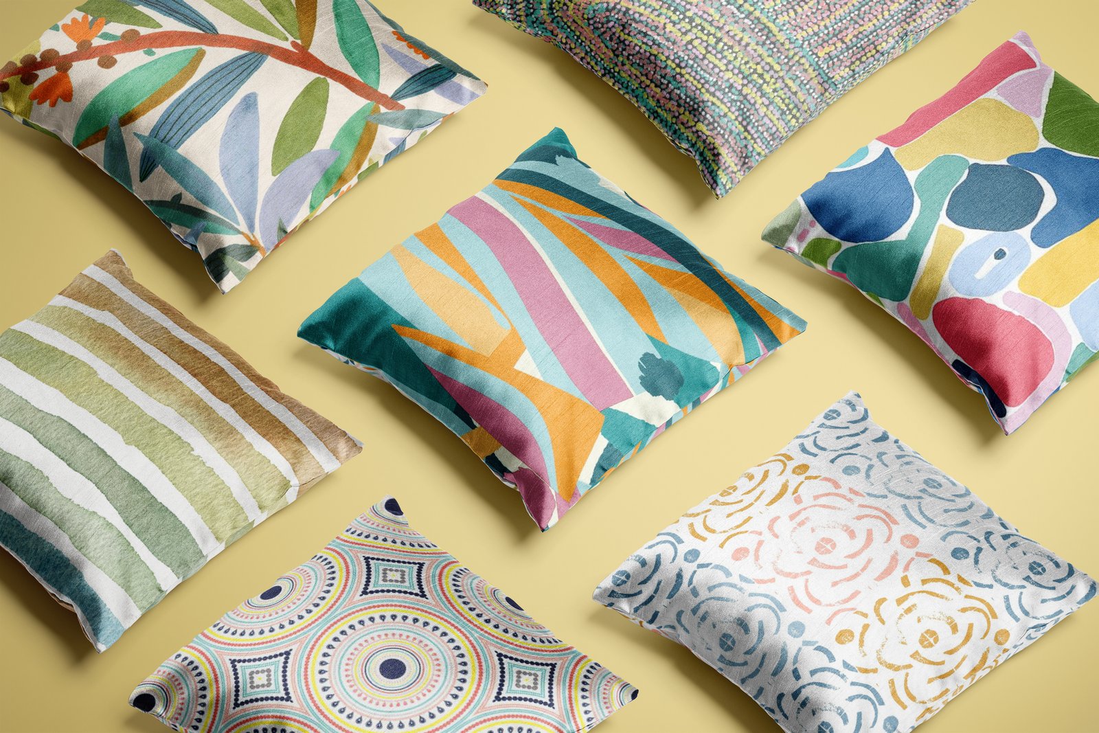 Multi Cushions Yellow Background