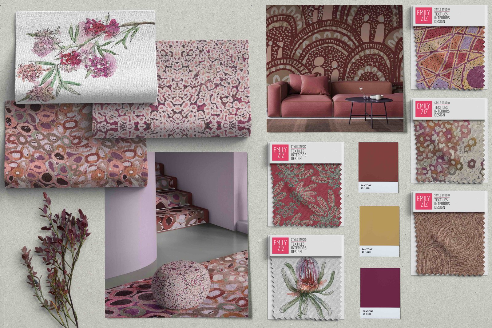 Indigenous Moodboard Pink Maroon 1 lr