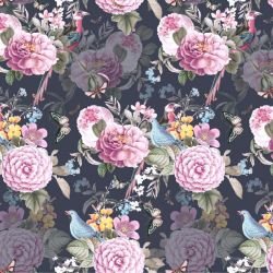 jungle chic blooming birds silhouette night