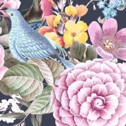 jungle chic blooming birds silhouette night