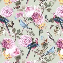 jungle chic blooming birds swamp