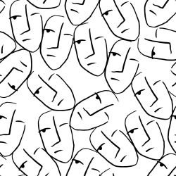 face to face leaning heads monochrome