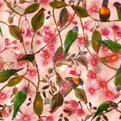 australian forest beaks and blooms red glow