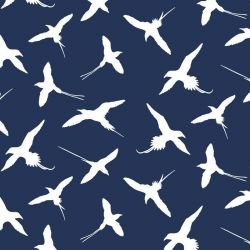 pacific sea birds navy blue ground