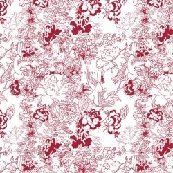 japanese inspired spring garden  firebrick white