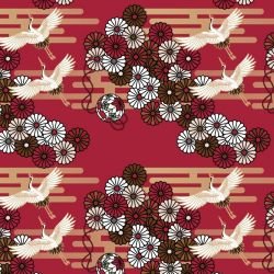 japanese inspired taking flight firebrick tar white