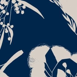 australian botanical wildflower shape navy taupe detail