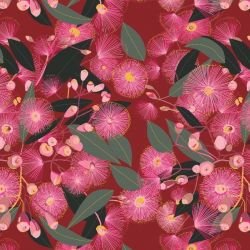 australian botanical gum blossom pink on cocoa