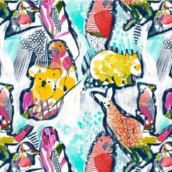 native fauna linocut floral