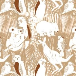 native fauna linocut hesian