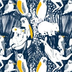 native fauna linocut navy