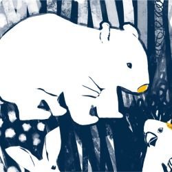 native fauna linocut navy detail