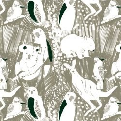 native fauna linocut olive