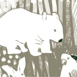 native fauna linocut olive detail