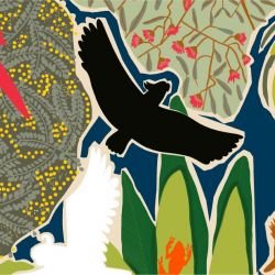 native fauna waterhole navy detail