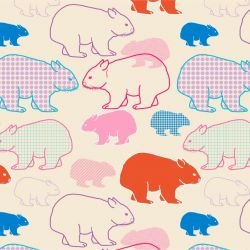 native fauna wombats cream multi