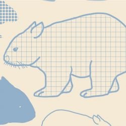 native fauna wombats pale blue detail