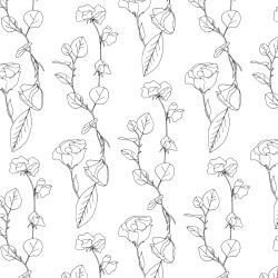 flower spray rose vine black white