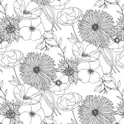 flower spray summer breeze balck white