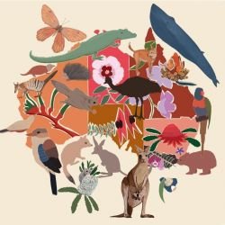 native fauna animal map mural