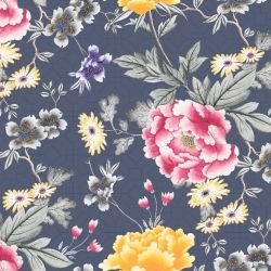 oriental garden flower trellis navy