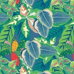 australian botanical dense foliage on chambray
