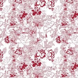 japanese inspired spring garden  firebrick white