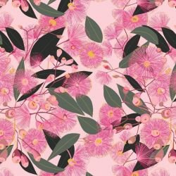 australian botanical gum blossom pink on pink 