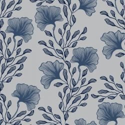 botanical waves ginko vines silverthread deepsea nightsky 