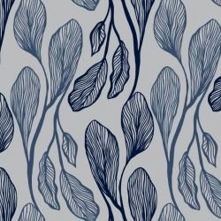 botanical waves sketched leaves vertical silverthread nightsky deepsea 