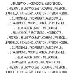 tram scrolls northside suburbs black font