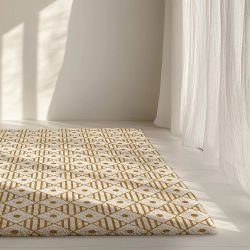 stamped stories concept rug block dot diamonds yellow