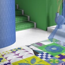 whimsical impressions concept rug castle flag green