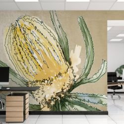 australian native doodles concept firewood banksia yellow brown