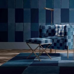 checkers watercolour concept rug squares navy dark