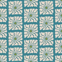 retrogroove border floral green blue