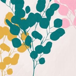 posing and patterns circletree branch yellow aqua pink