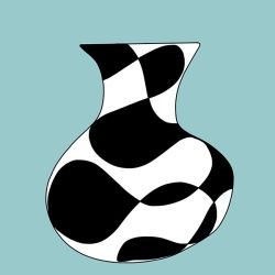 posing and patterns retro noir vase light blue black