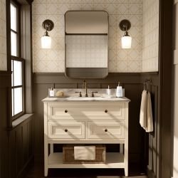 deco chic concept bathroom wallpaper and rug