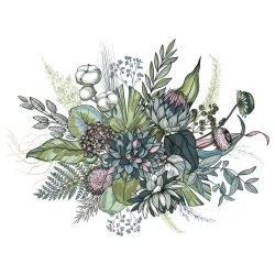 flower doodles banksia bunch greenery