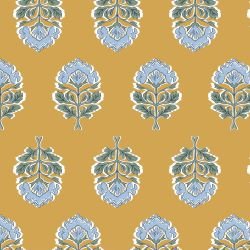 stamped stories repetitive blossoms blue green yellow