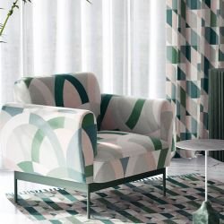 fractal playground concept armchair rug and curtain