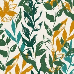 garden sketches plant stamps gold greens