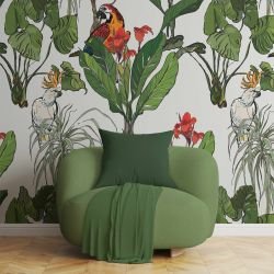 garden villa concept nesting birds wallpaper