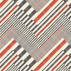 geometric twist cross weave cream red grey
