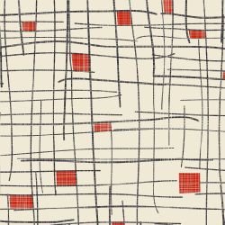 geometric twist offset grid cream red grey