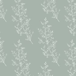 leaf outlines twisted bristles fern white