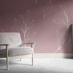 leaf outlines concept tapered twigs mural artwork and upholstery