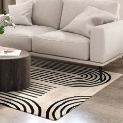 modern glamour concept rug spiral loop custom cream and black